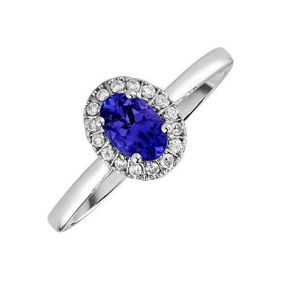  New High Quality Oval Tanzanite With Round Diamonds Ring Gold White Gemstone Ring
