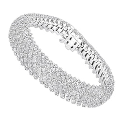 17 Carats Small Round Cut Diamonds Men's Bracelet White Gold 14K