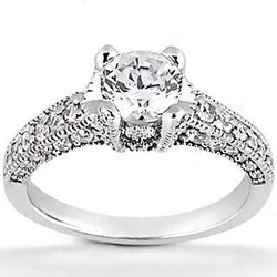 1.70 Ct Diamond Solitaire With Accents Gold Engagement Ring
