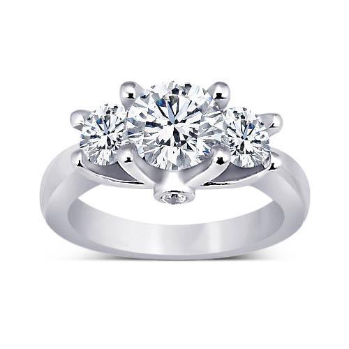 1.71 Ct. Round Diamonds 3 Stone Anniversary Ring White Gold Jewelry Three Stone Ring