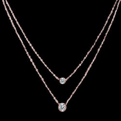 1.75 Carat Pink Gold Rose Gold Double Necklace Diamonds Yard