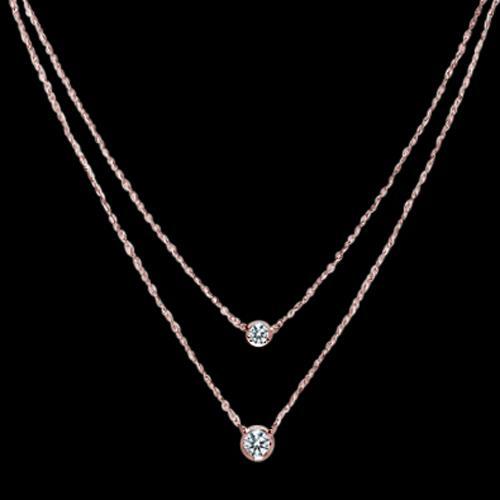 1.75 Carat Pink Gold Rose Gold Double Necklace Diamonds Yard Necklace