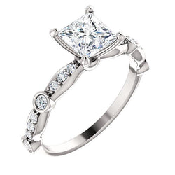 1.75 Carat Princess & Round Brilliant Diamonds Wedding Ring