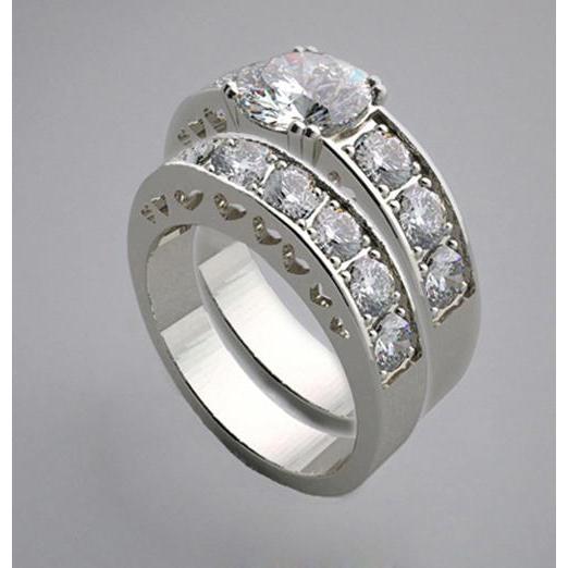 1.75 Carat Round Diamonds Engagement Ring Band Set White Gold Engagement Ring Set