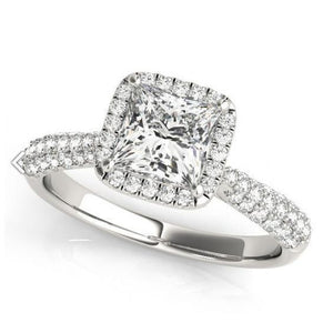 1.75 Carat White Gold Halo Diamonds Engagement Fancy Ring 14K New Halo Ring