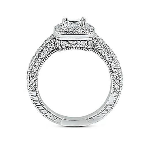 Antique Fancy Lady’s  Style White Elegant Gold EngagementDiamond Engagement Ring Jewelry New Diamond Engagement Ring F Vs1 Pave Setting Engagement Ring