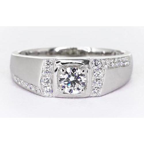 1.75 Carats Round Diamond Anniversary Ring White Gold 14K Mens Ring