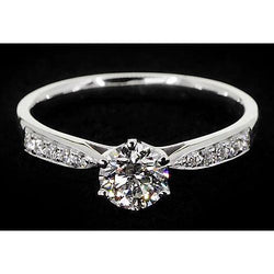1.75 Carats Round Natural Earth Mined Diamond Engagement Ring White Gold 14K