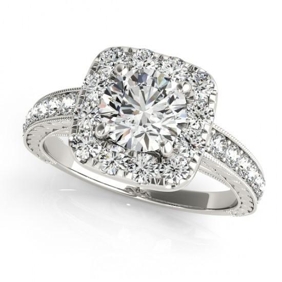 1.75 Carats Round Diamonds Halo Engagement Anniversary Ring White Gold 14K Halo Ring