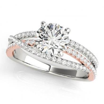  Wrap Ring Two Tone  Solitaire Ring with Accents White Gold Diamond