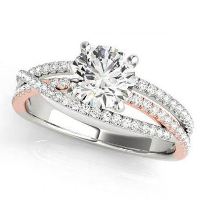  Wrap Ring Two Tone  Solitaire Ring with Accents White Gold Diamond