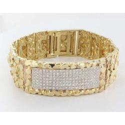 5.50 Carats Small Round Cut Diamonds Men's Bracelet Gold Yellow 14K