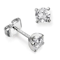 1.75 Carats Sparkling Round Cut Natural Earth Mined Diamond Stud Earring White Gold 14K