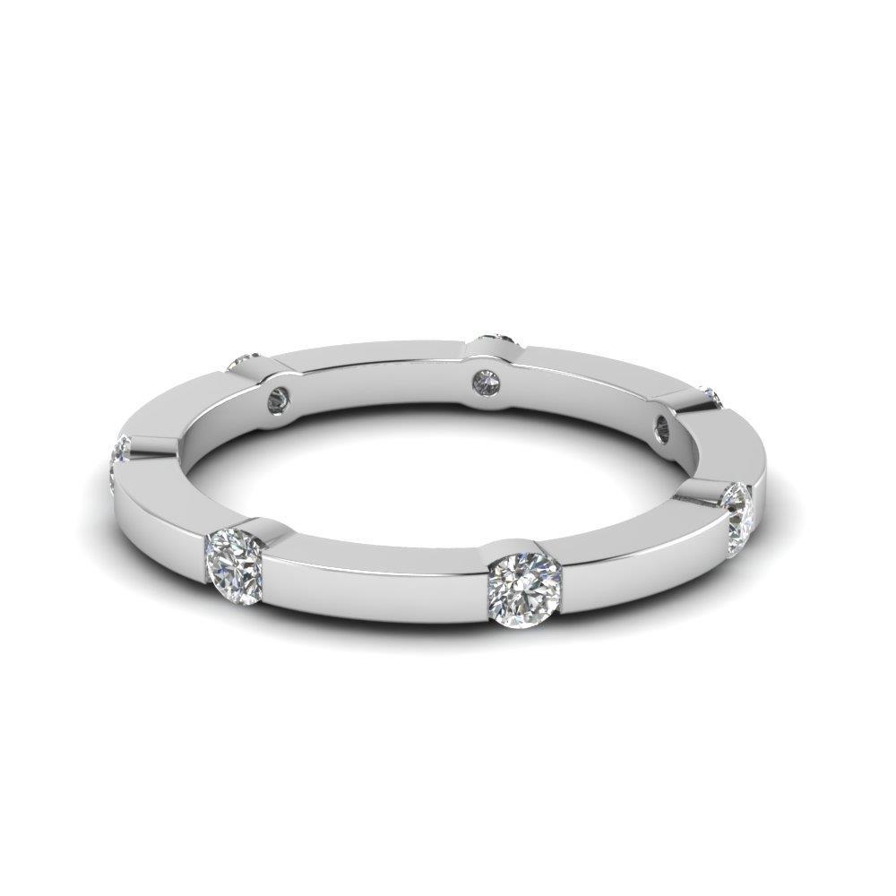 1.75 Ct Bezel Set Round Diamond Band Ladies 14K White Gold Band