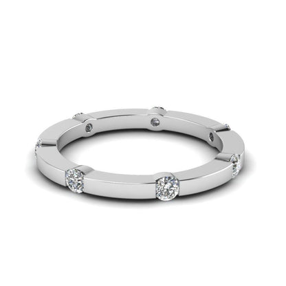 1.75 Ct Bezel Set Round Diamond Band Ladies 14K White Gold Band