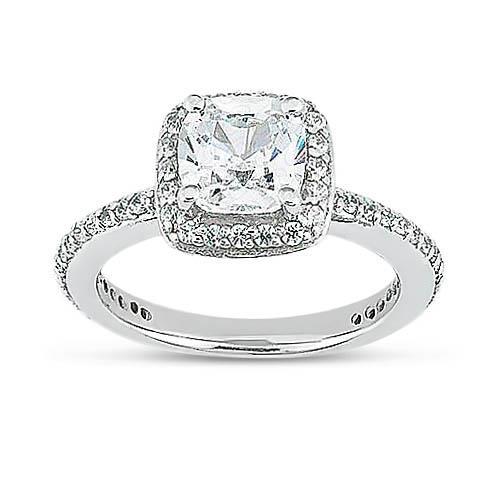 1.75 Ct Cushion Round Diamond Halo Ring Halo Ring