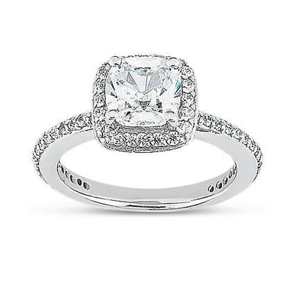 1.75 Ct Cushion Round Diamond Halo Ring Halo Ring