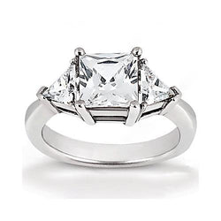 1.75 Ct. Princess Cut Natural Earth Mined Diamond Three Stone Ring
