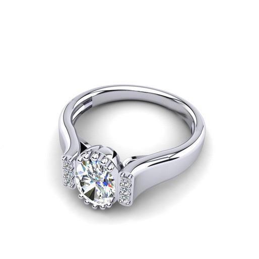 1.75 Ct Prong Set Oval And Round Cut Diamonds Ring White Gold 14K Engagement Ring