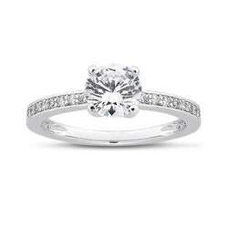 1.75 Ct Round Diamond White Gold Solitaire With Accents Ring