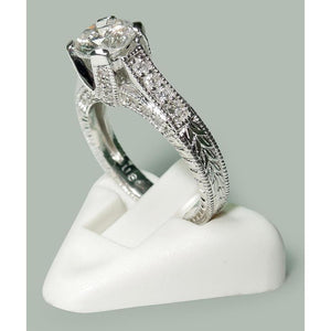 Women Round Diamonds White Gold Solitaire With Accents Solitaire Ring with Accents