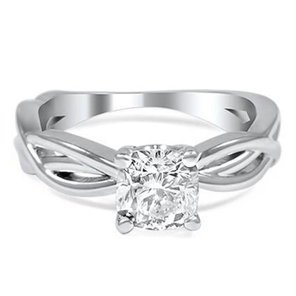 Prong Setting   Princess Cut  Sparkling Vintage Style White Gold Diamond Solitaire Ring 