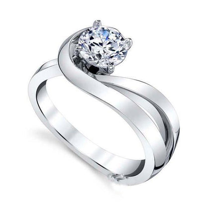 Twisted  Jewelry   White Gold Diamond Solitaire Ring  