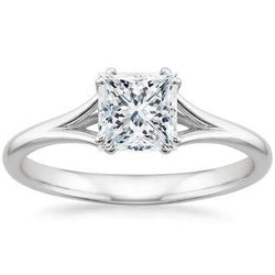 1.75 Ct Solitaire Princess Cut Natural Earth Mined Diamond Anniversary Ring White Gold 14K