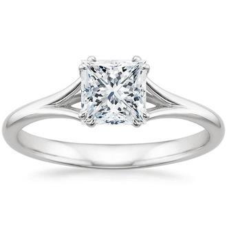 New Design   Fancy Princess Cut  Sparkling Vintage Style White Gold Diamond Solitaire Ring 