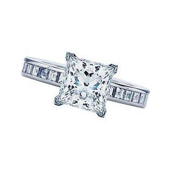1.76 Carat Diamonds Princess Cut Engagement Ring Gold