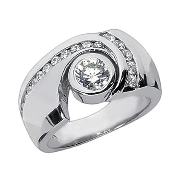  Women Jewelry Sparkling Unique Solitaire Ring with Accents White Gold Diamond 