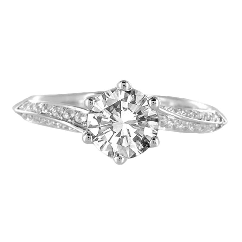  Women Jewelry Sparkling Unique Solitaire Ring with Accents White Gold Diamond 