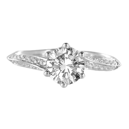  Women Jewelry Sparkling Unique Solitaire Ring with Accents White Gold Diamond 