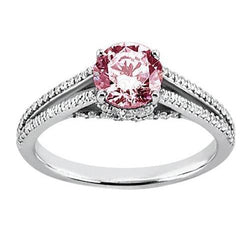 1.76 Carats Round Pink Sapphire Center Anniversary Gemstone Ring