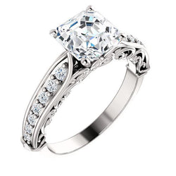 1.76 Ct. Asscher & Round Diamond Wedding Anniversary Ring