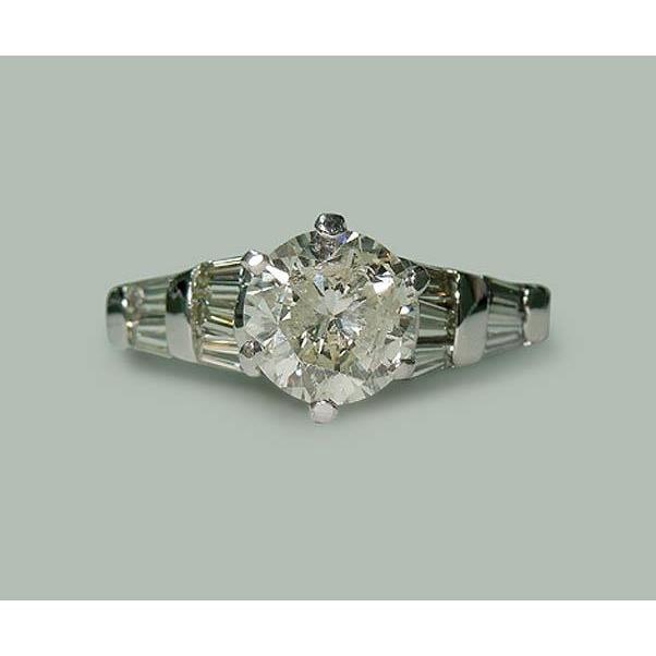   Women Jewelry Sparkling Unique Solitaire Ring with Accents White Gold Diamond 