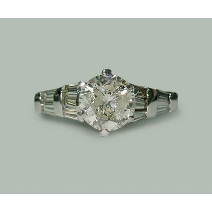   Women Jewelry Sparkling Unique Solitaire Ring with Accents White Gold Diamond 
