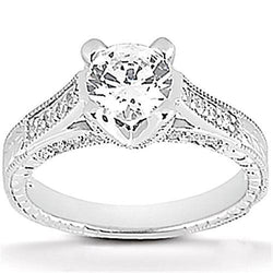 Diamond Engagement Ring 1.77 Ct. Set Antique Style White Gold 14K