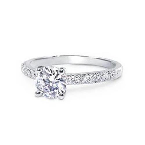 Split Shank Jewelry White Gold Solitaire Ring with Accents