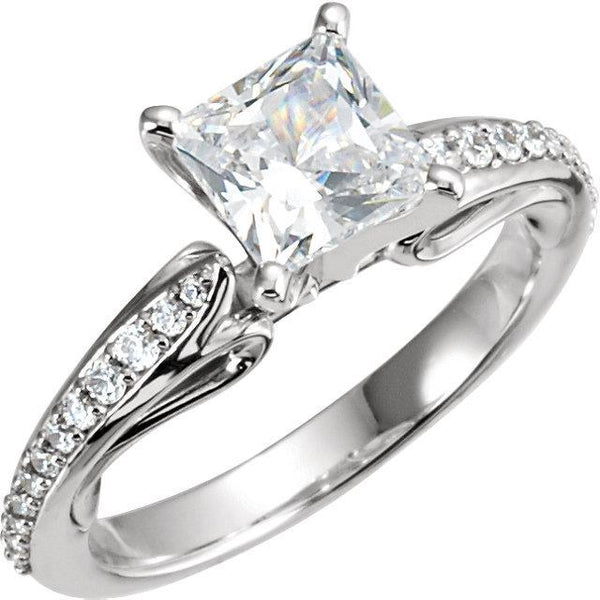    New High Quality Wedding Solitaire Ring with Accents White Gold Diamond  