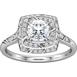 Natural  Vintage Style Round Diamond Halo Ring With Accents 1.80 Ct.