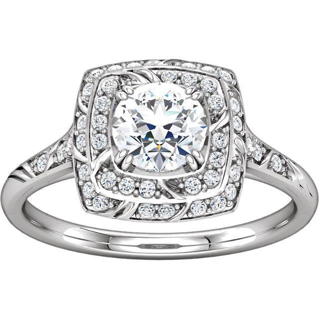 1.79 Cts. Round Diamonds Solitaire With Accents Halo Ring Halo Ring