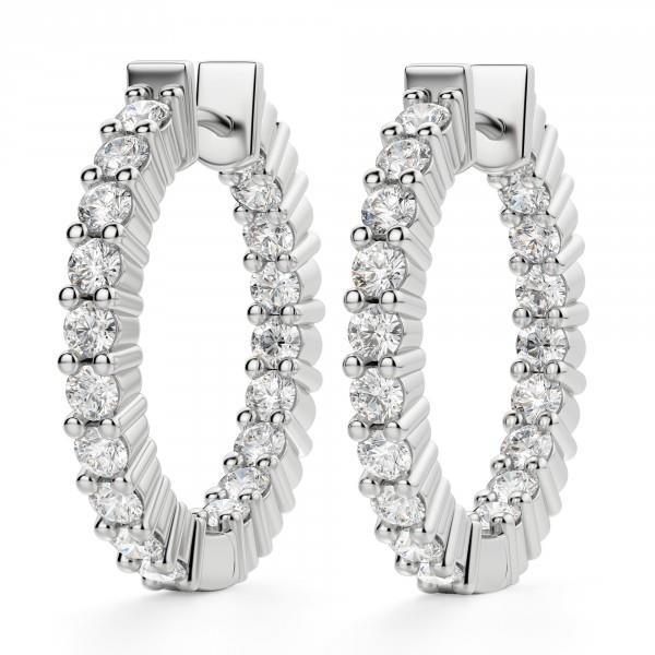 New Amazing  Prong Set Round Diamond Hoop Earring 