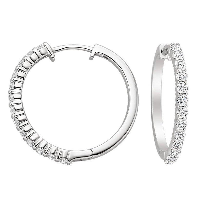 New Style Sparkling Round Diamond Ladies Hoop Earring