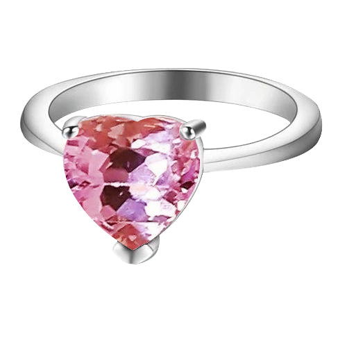 Women Solitaire Heart Cut Kunzite Wedding Ring Gold White  