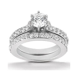 Diamond Engagement Ring Band Set 2.40 Carats White Gold Jewelry