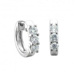 1.80 Carats Round Cut Diamond Hoop Women Earrings 14K White Gold