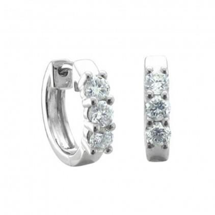  Round Cut Diamond Hoop Women Earrings  White Gold 
