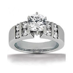 1.80 Ct. Round Natural Earth Mined Diamond Solitaire With Accents Engagement Ring