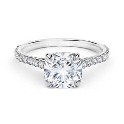 1.85 Carats Cushion Solitaire With Accents Diamond Ring White Gold 14K